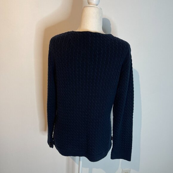Talbots Navy Blue Cable Knit Sweater size Large - Picture 3 of 4